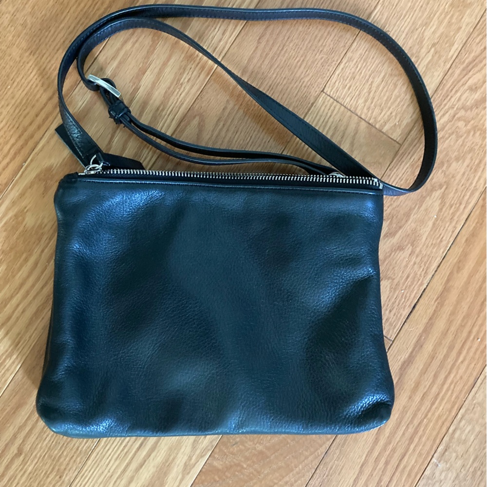 Margot Black Leather Crossbody Bag Minimalist Design